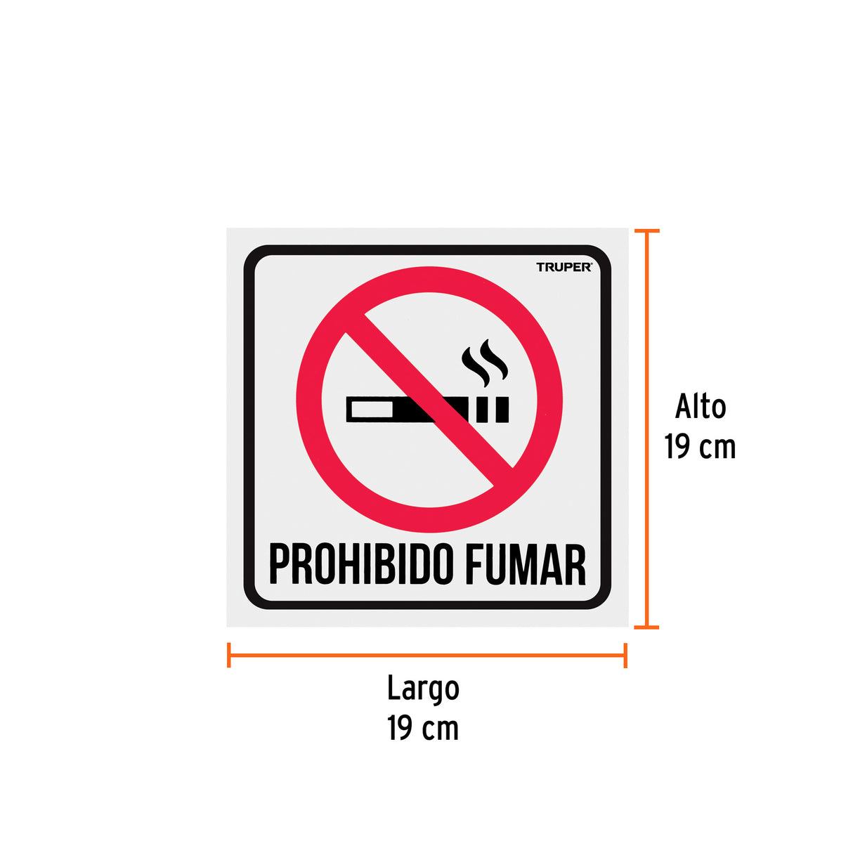 Letrero de Señalización 'No Fumar', 19 X 19 cm, Truper