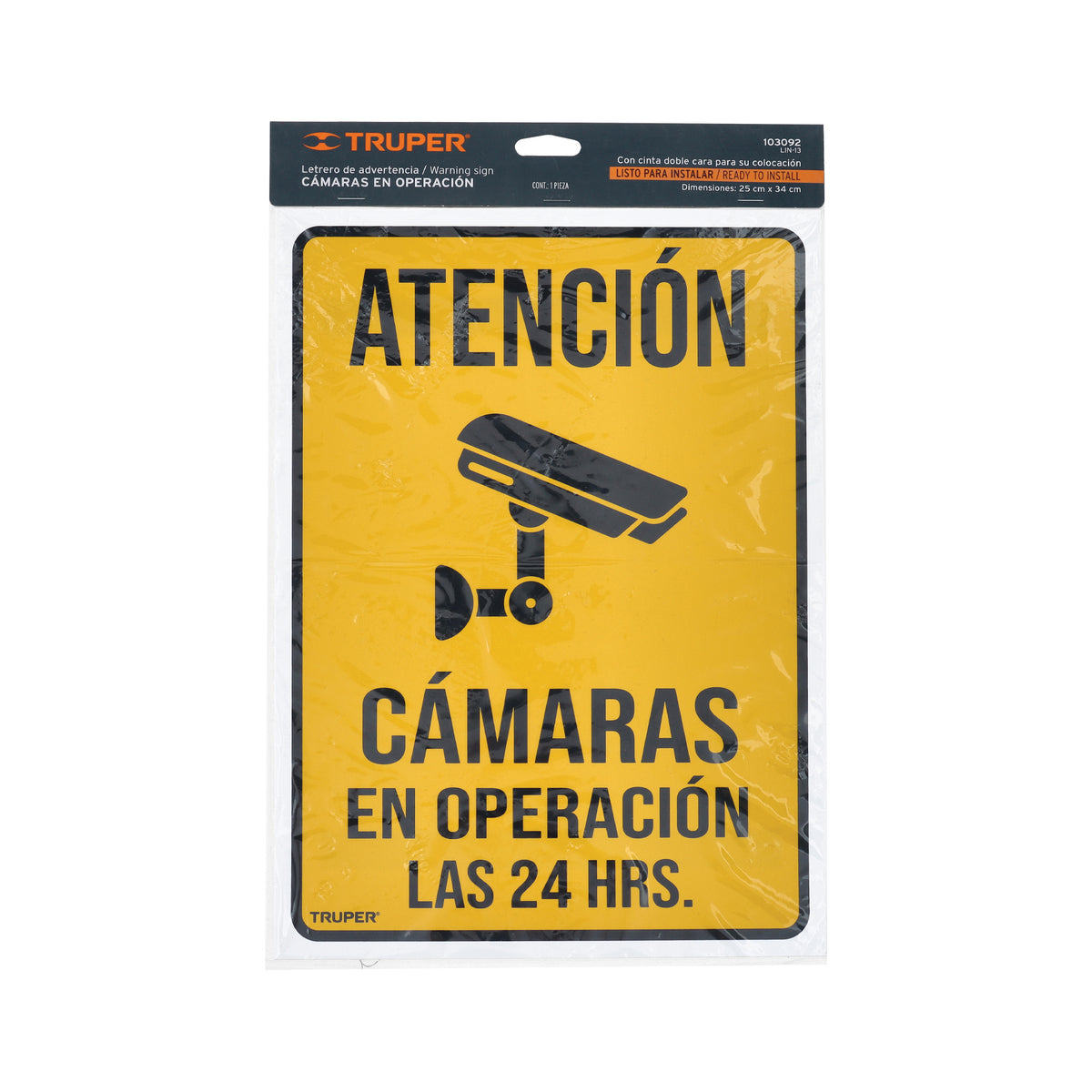 Letrero de Señalización 'Cámaras en Operación', 25 X 34 cm