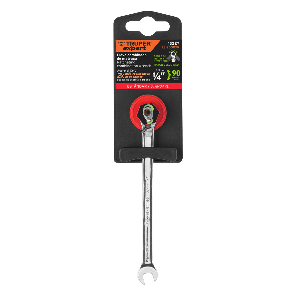 Llave Combinada Matraca Reversible 1/4'X125 mm Largo, Expert