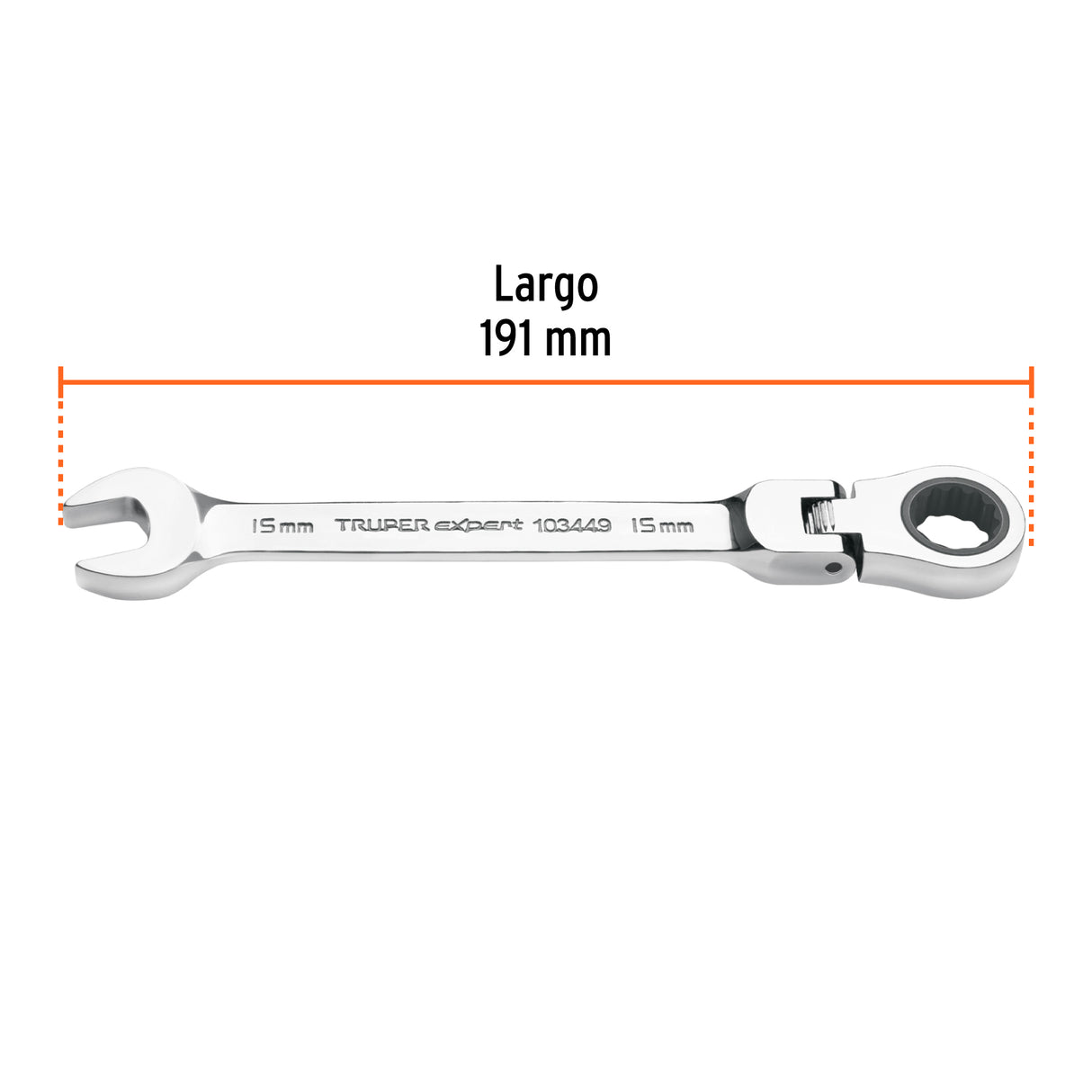 Llave Combinada con Matraca 15 mm Flexible, Expert