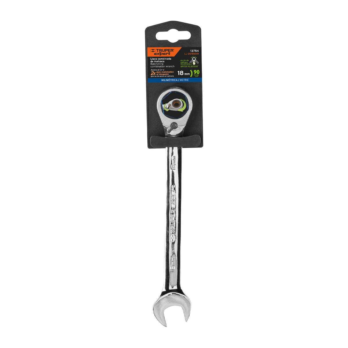 Llave Combinada Matraca Reversible 18MMX231 mm Largo, Expert