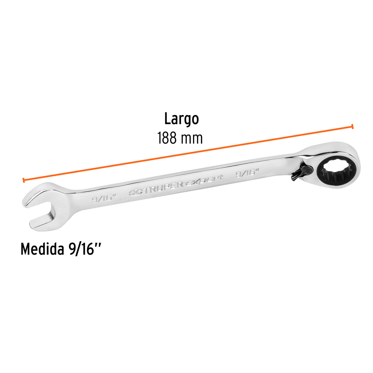 Llave Combinada Matraca Reversible 9/16'X188 mm Largo, Expert