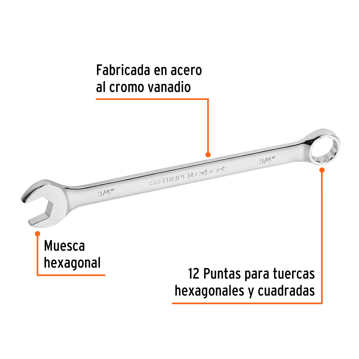 Llave Combinada Extralarga 3/4' X 278 mm de Largo, Expert
