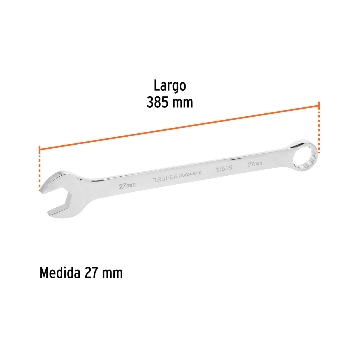 Llave Combinada Extralarga 27 mm X 385 mm de Largo, Expert