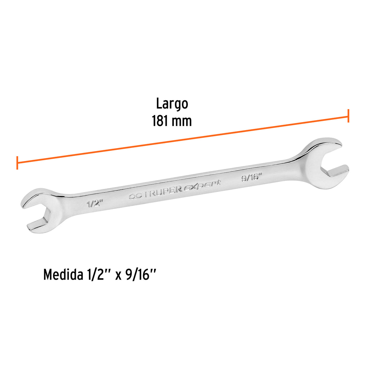 Llave Española, 1/2 X 9/16' X 181 mm de Largo, Truper Expert