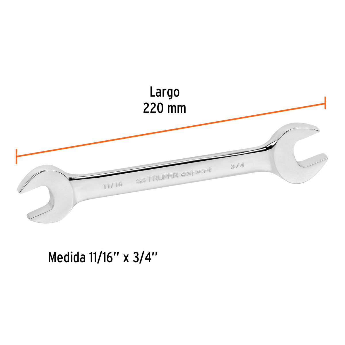 Llave Española, 11/16 X 3/4' X 220 mm de Largo, Expert