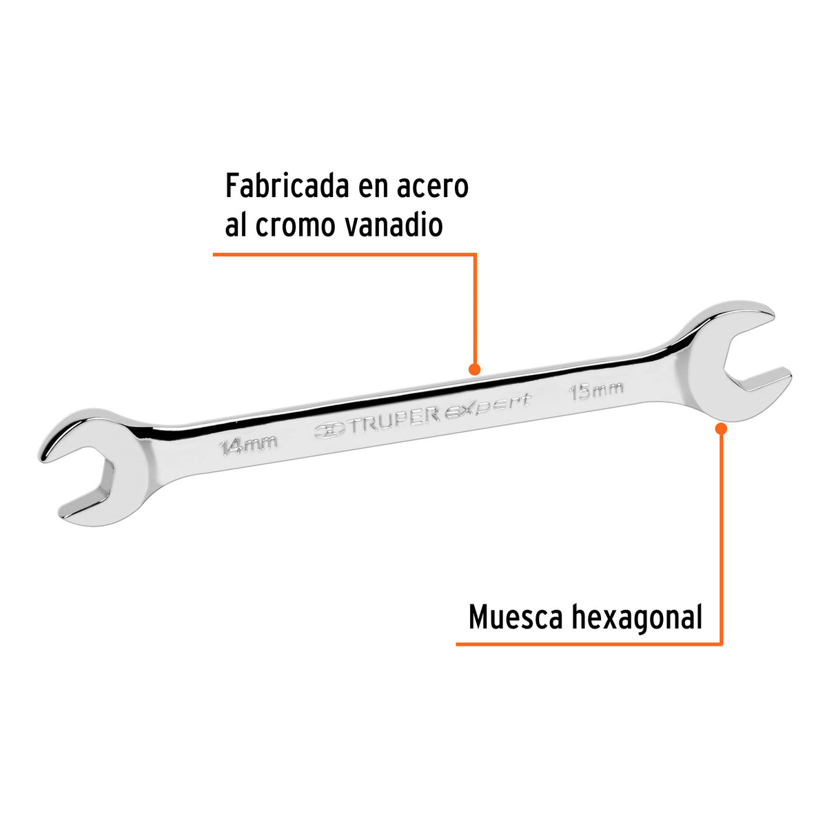 Llave Española 14 X 15 X 189 mm de Largo, Truper Expert