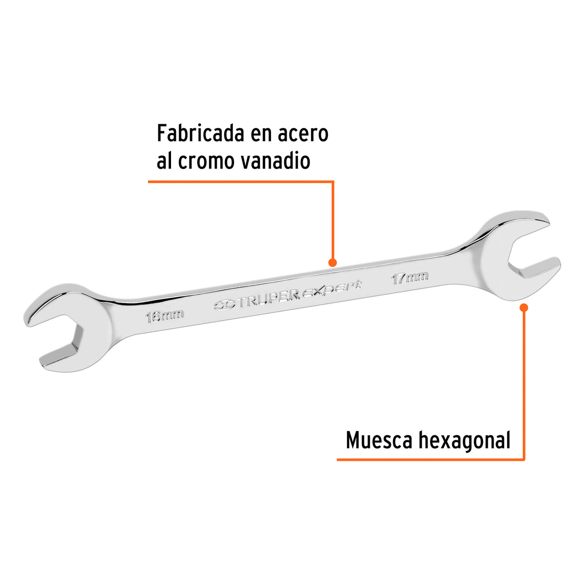 Llave Española 16 X 17 X 198 mm de Largo, Truper Expert