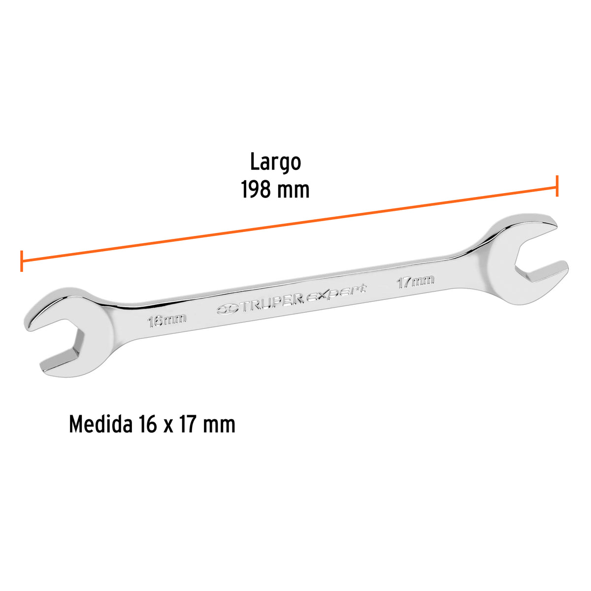 Llave Española 16 X 17 X 198 mm de Largo, Truper Expert