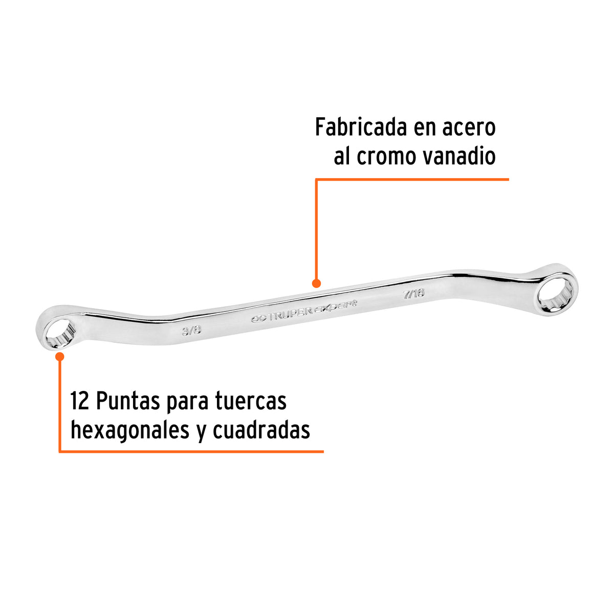 Llave de Estrías 3/8 X 7/16' X 181 mm Largo, Truper Expert