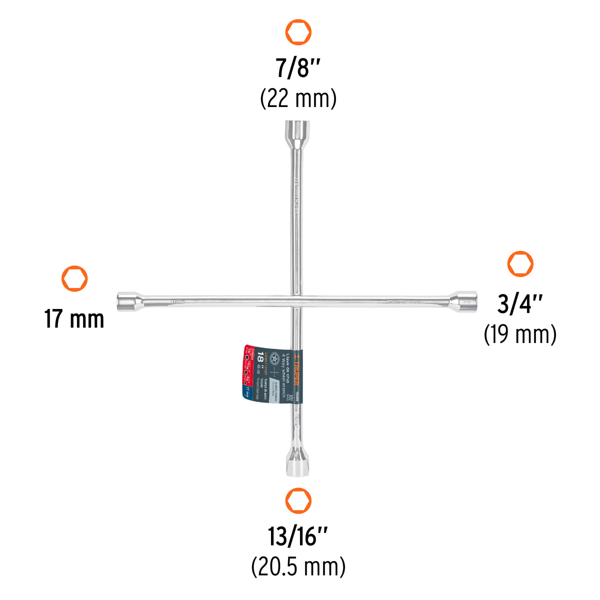 Llave de Cruz 18' Pulida y Cromada, Truper