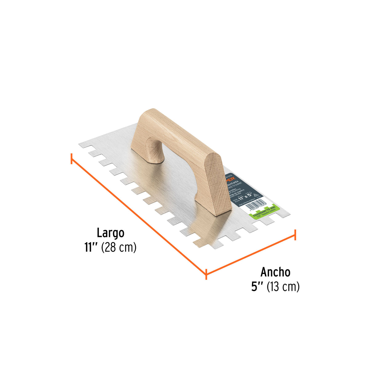 Llana 11' Dentado Cuadrado 1/4', Tipo Español, Mango Madera