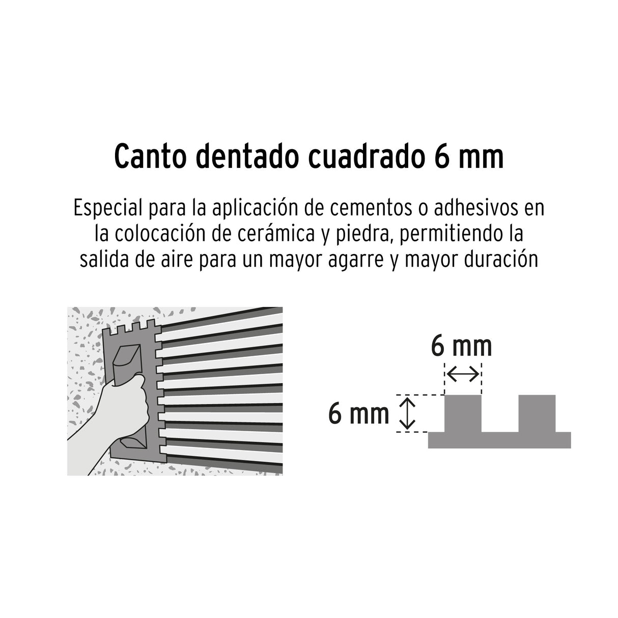 Llana 11' Dentado Cuadrado 1/4', Tipo Español, Mango Madera