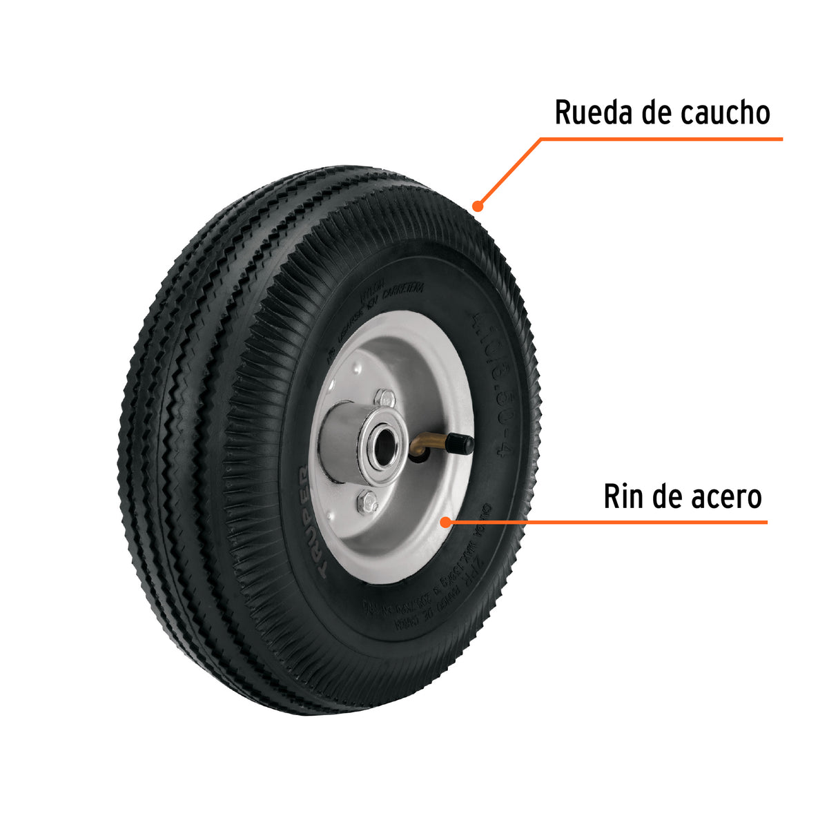 Rueda Neumática 10' para Eje Central, Truper