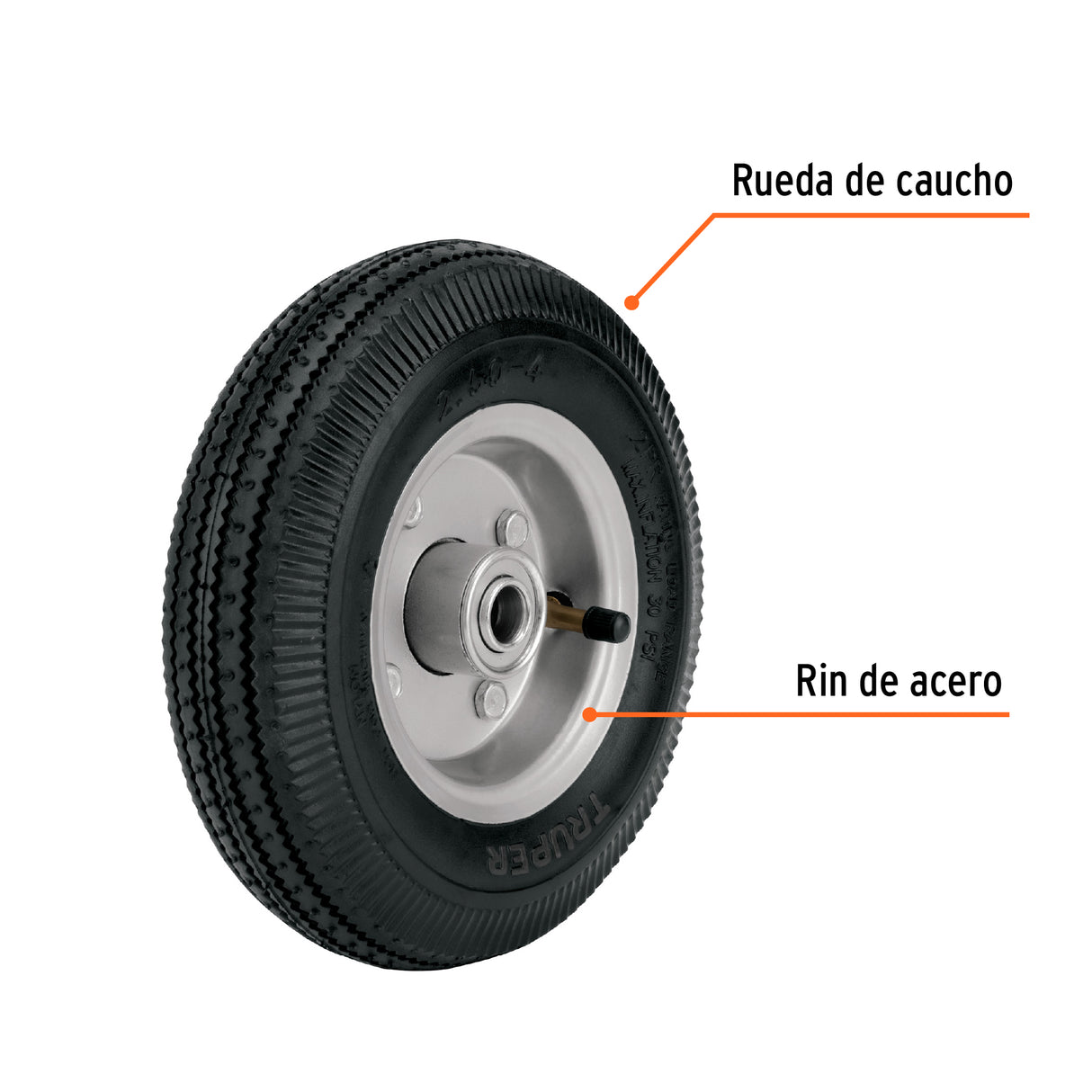 Rueda Neumática 8' para Eje Central, Truper