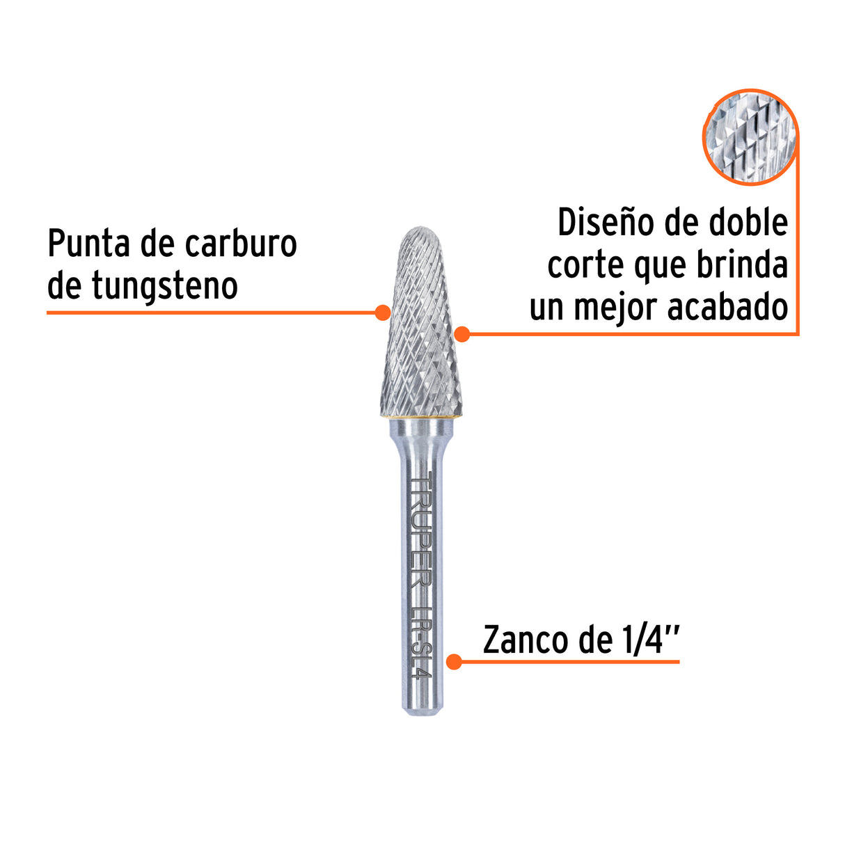 Lima Rotativa Punta Cónica Redonda, 13 mm, Truper