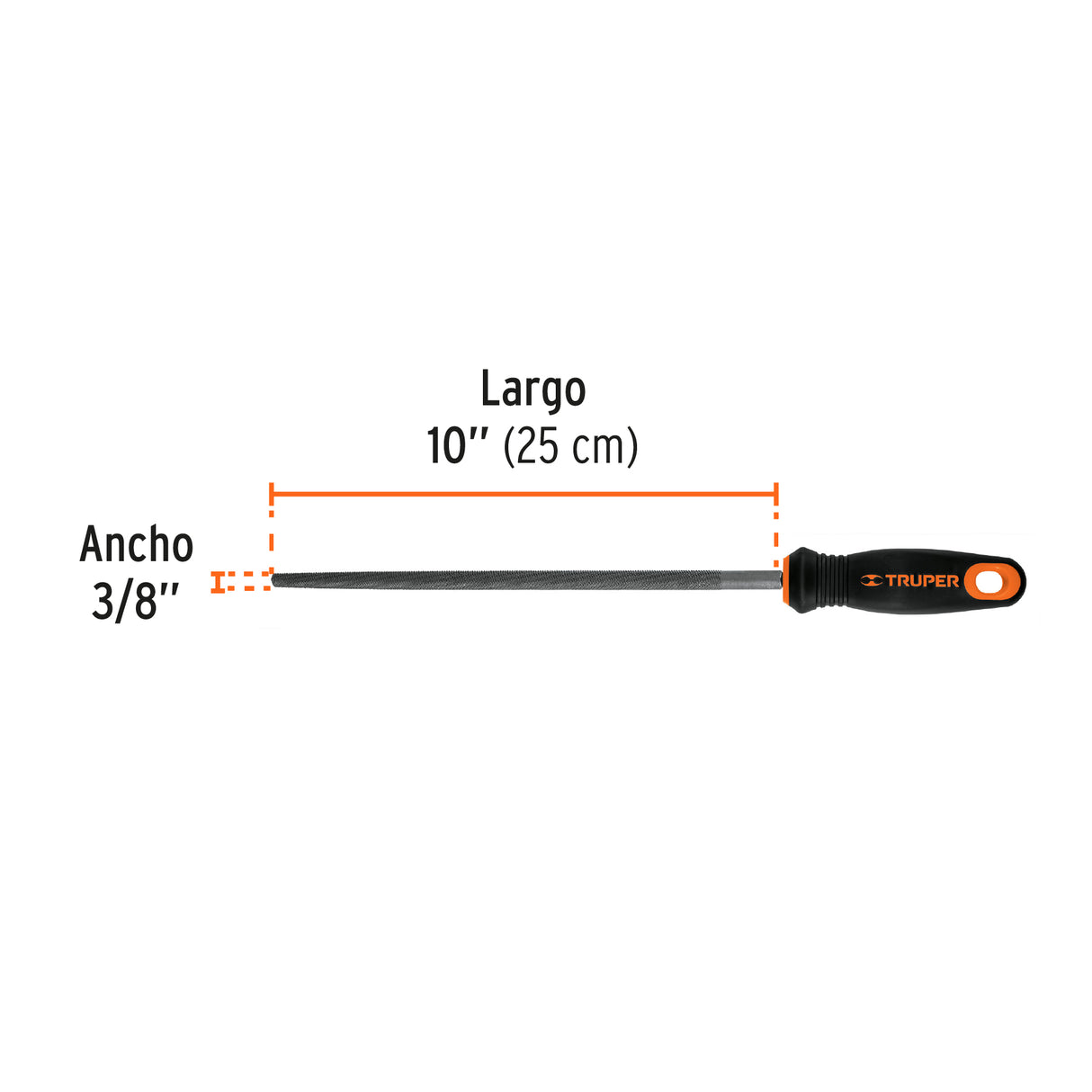 Lima Redonda Bastarda 10' con Mango Doble Inyección, Truper