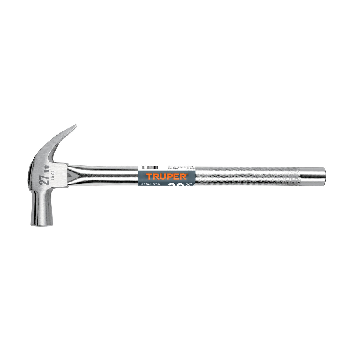 Martillo Cabeza Cónica 27 mm Uña Curva, Mango Tubular, Truper