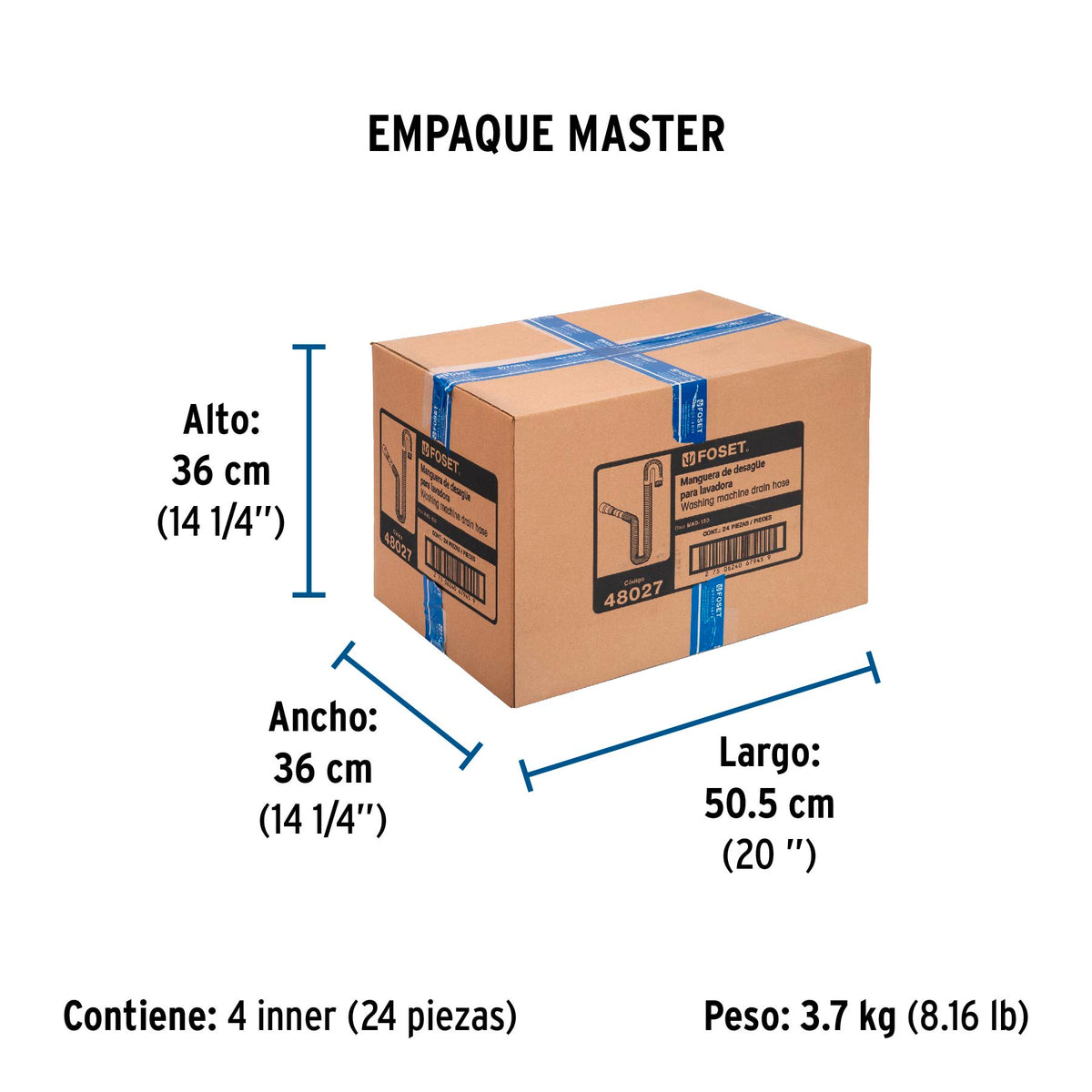 Manguera para Desagüe de Lavadora, Polietileno, 1.5M, Foset