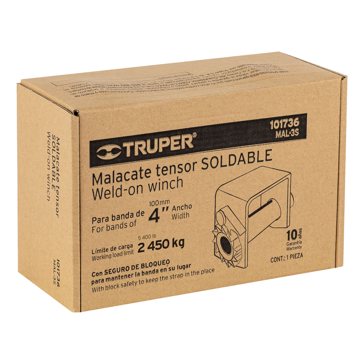 Malacate Soldable para Banda de 4' Ancho, Truper