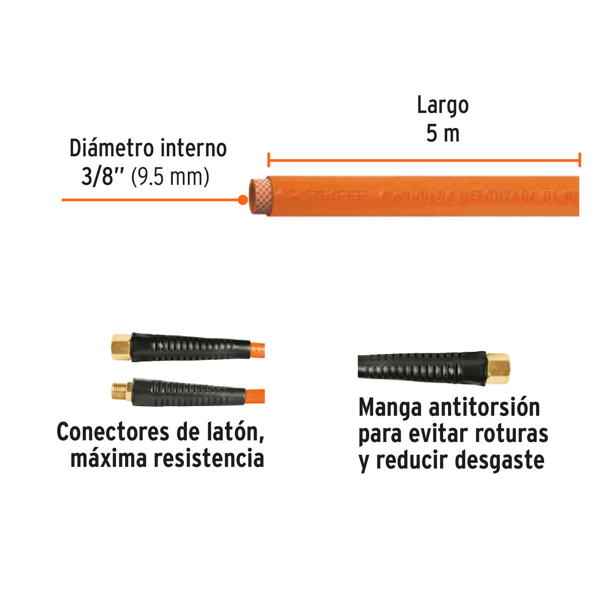 Manguera para Compresor, de PVC, 5M X 3/8', Truper