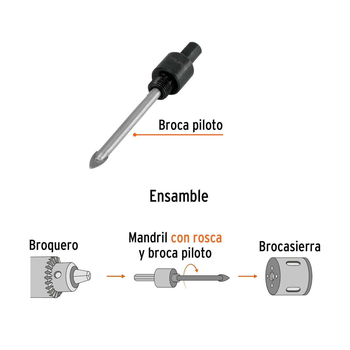 Mandril para Brocasierra Diamante con Rosca 3/8', Truper