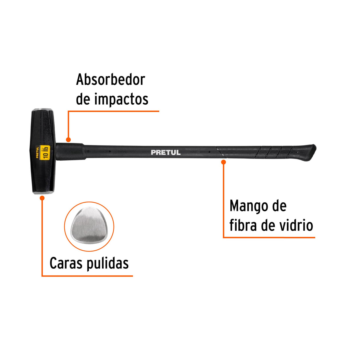 Marro Tipo Nevada 10 lb. Mango 36', Pretul