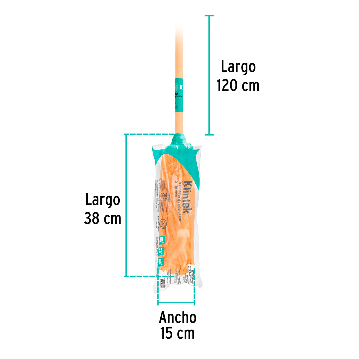 Trapeador de Microfibra Tipo Toalla, Bastón 120 cm, Klintek