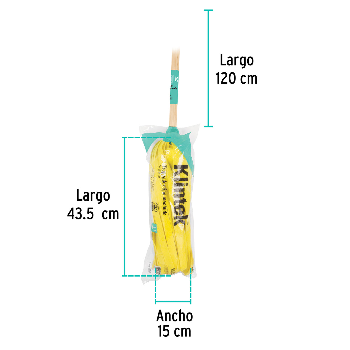 Trapeador de Microfibra Lisa, Bastón de 120 cm, Klintek