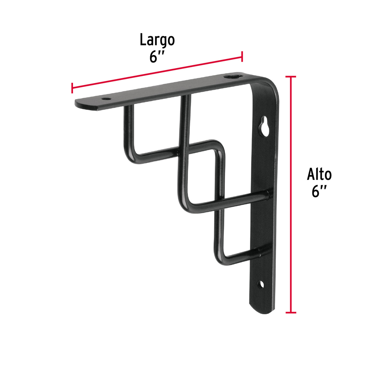 Ménsula Reforzada Negra 6 X 6', Diseño Escalera, Fiero
