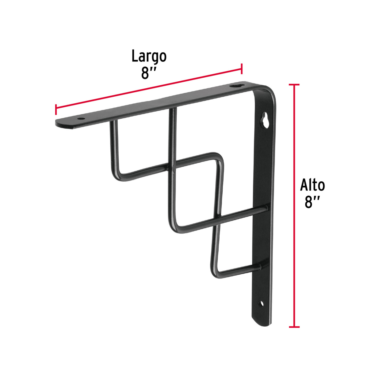 Ménsula Reforzada Negra 8 X 8', Diseño Escalera, Fiero