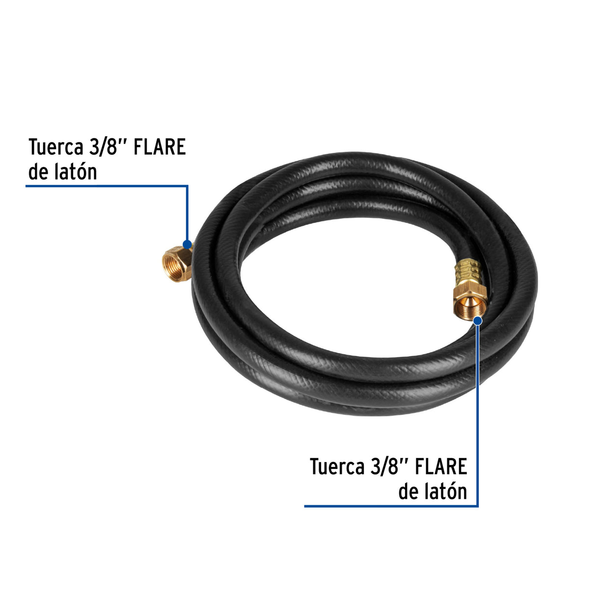 Manguera para Gas, PVC Negra, 3/8' Flare, 3 m, Foset
