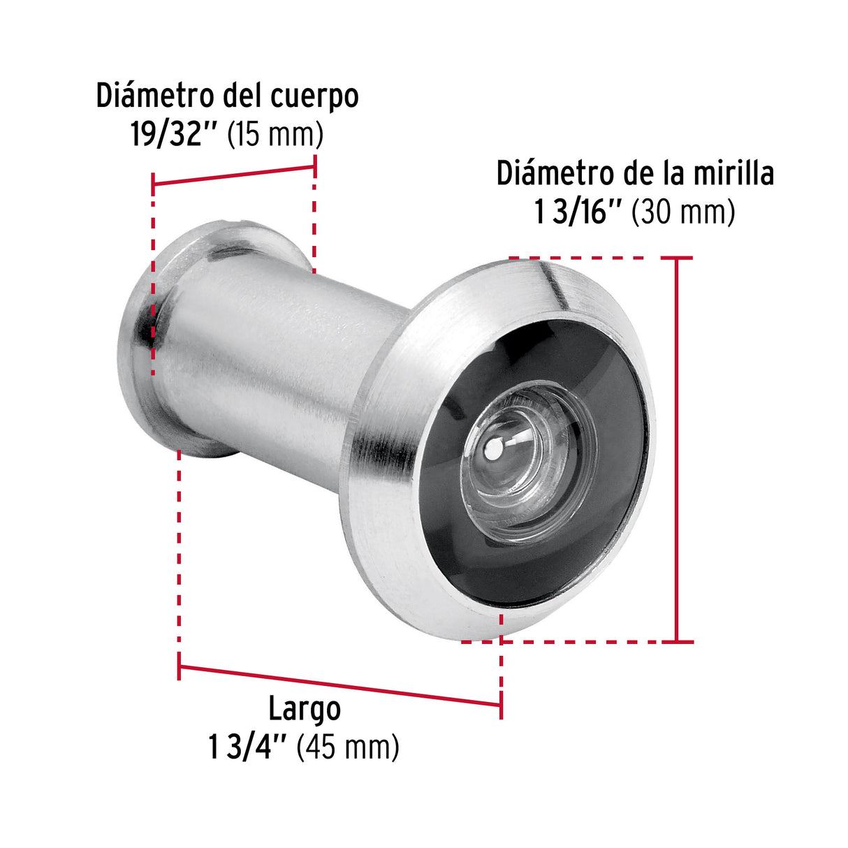 Mirilla de Seguridad Acabado Cromo Mate, Hermex