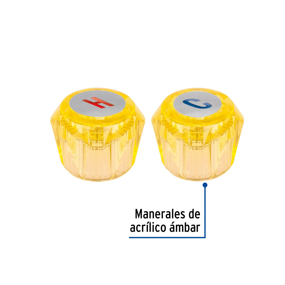 Juego 2 Manerales Acrílico Ámbar para Lavabo y Fregadero, Basic