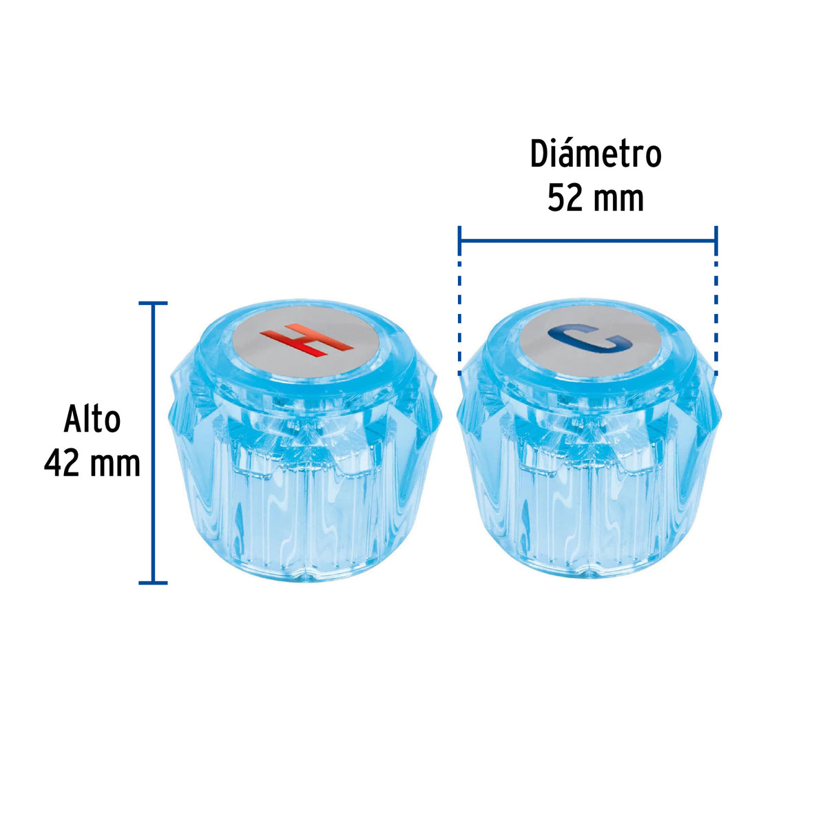 Juego 2 Manerales Acrílico Azul para Lavabo y Fregadero, Basic