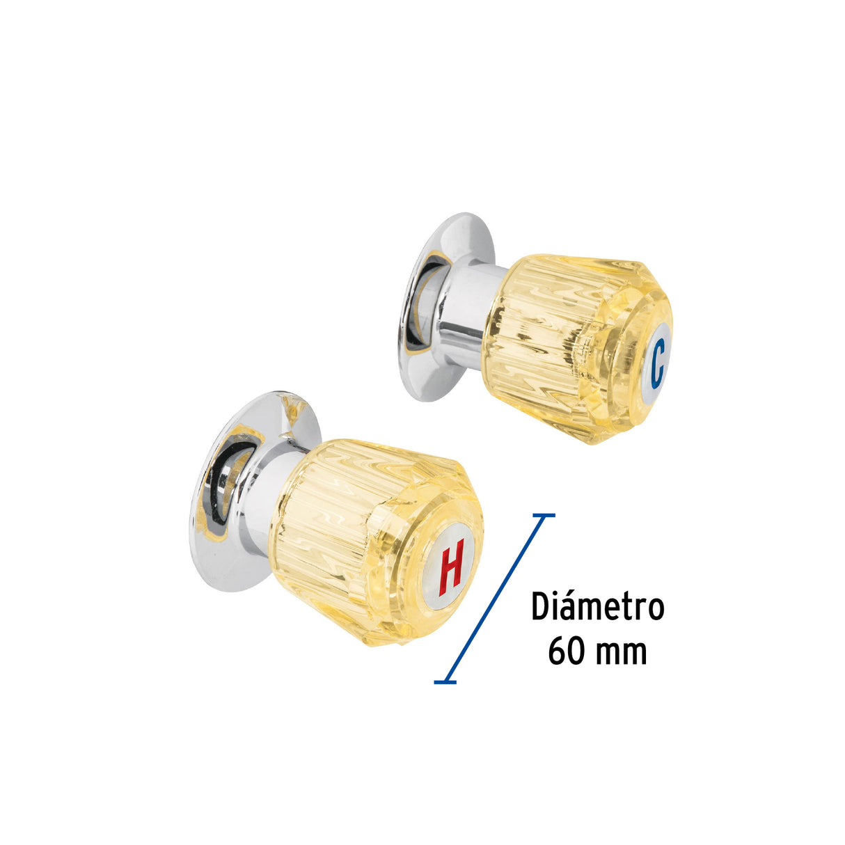 Juego de 2 Manerales Acrílico Ámbar para Regadera, Basic