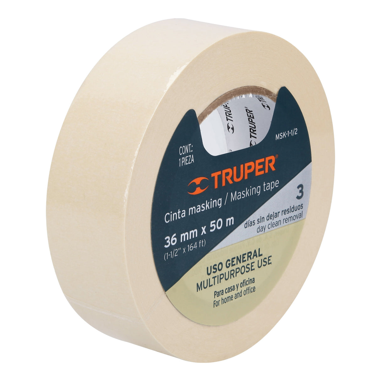 Cinta Masking Tape de 1-1/2' X 50 m, Truper