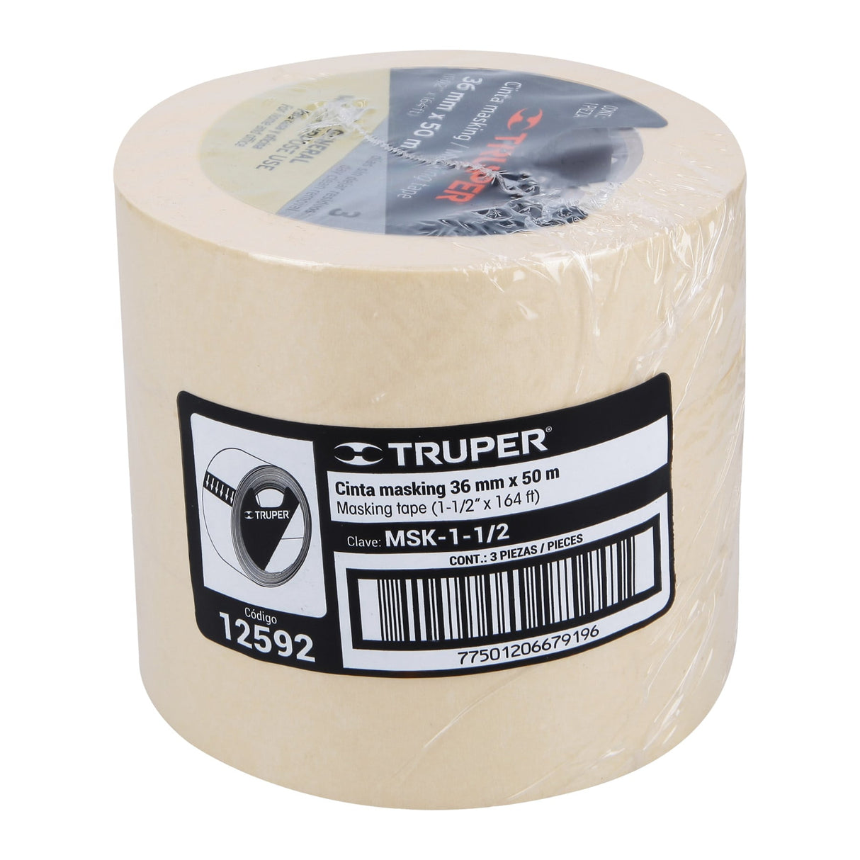Cinta Masking Tape de 1-1/2' X 50 m, Truper