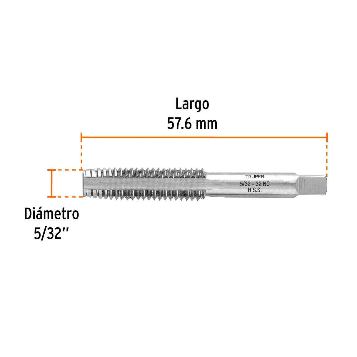 Machuelo Semicónico 5/32' X 32 Cuerda Gruesa, Truper