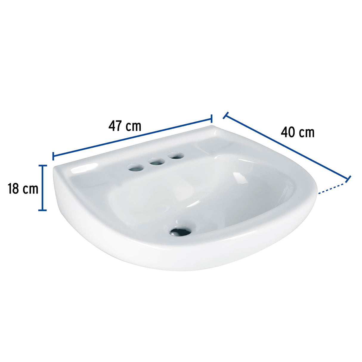 Lavabo de Porcelana con Rebosadero, Blanco, Foset