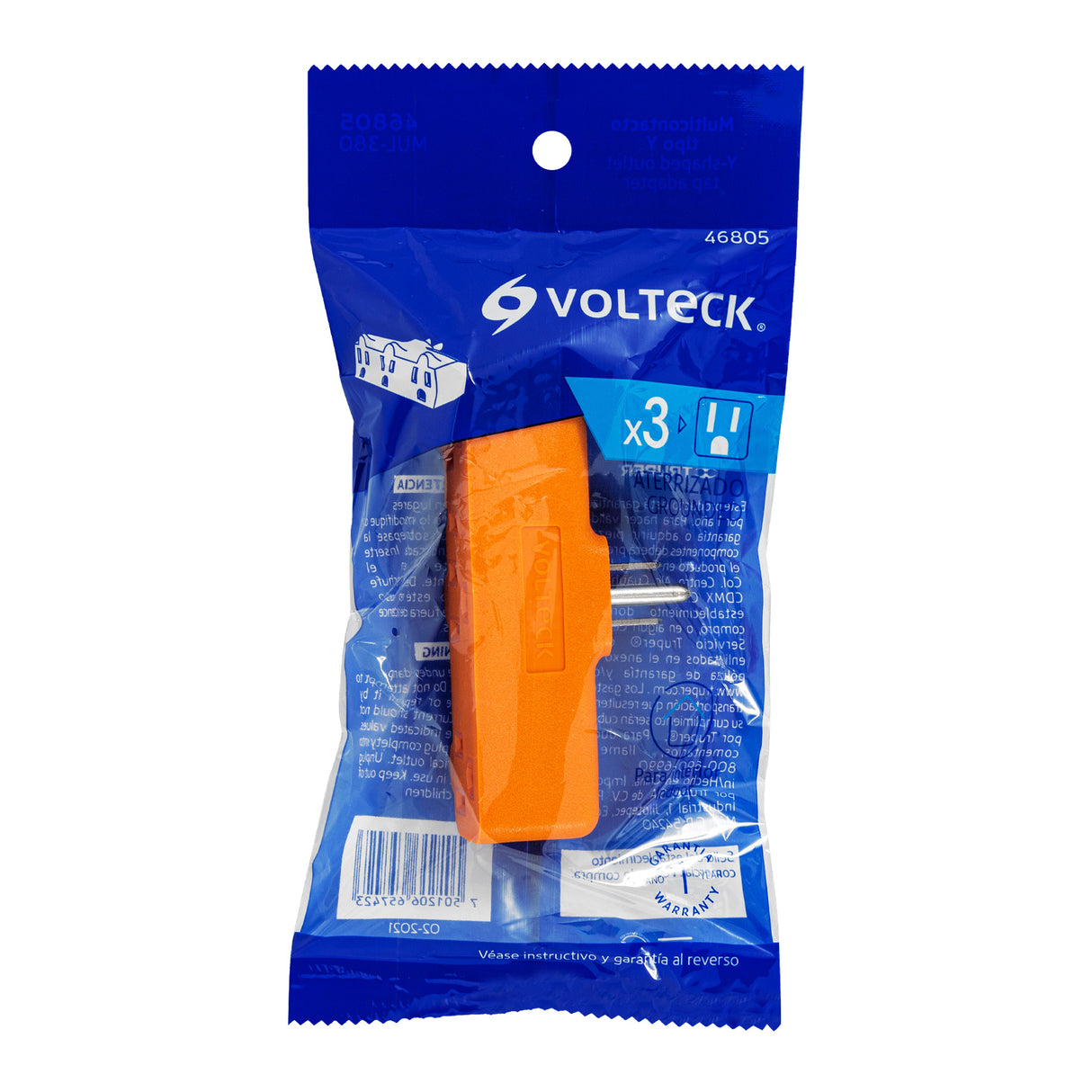 Multicontacto Triple Aterrizado, Tipo 'y', Reforzado, Volteck