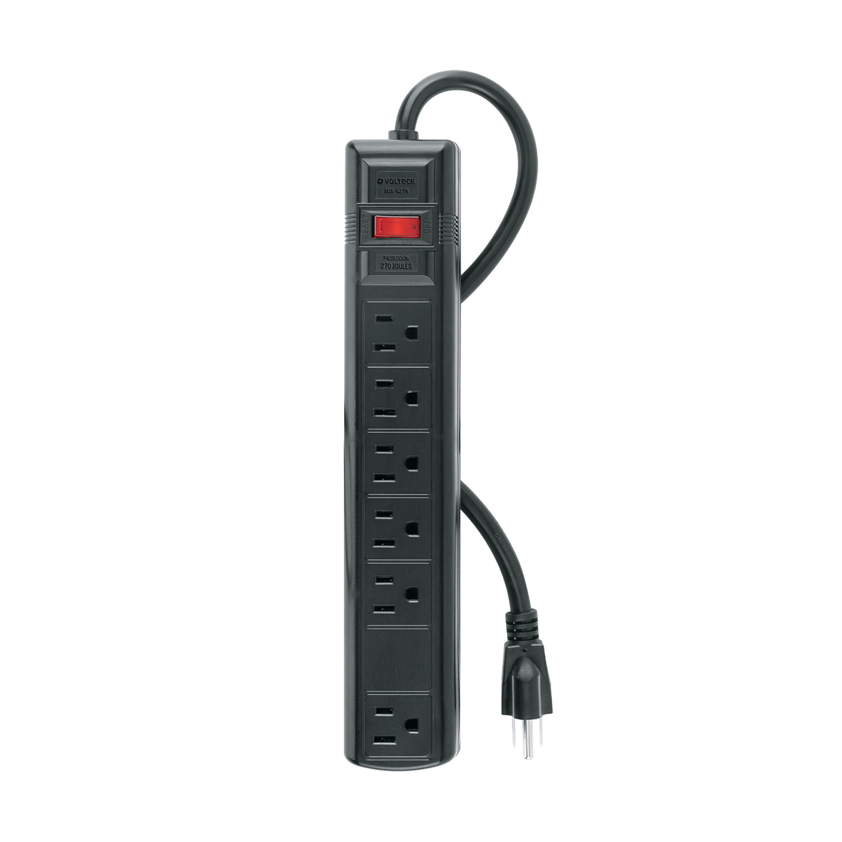 Multicontacto Uso Rudo 6 Entradas Sup. de Picos 270 J, Negro