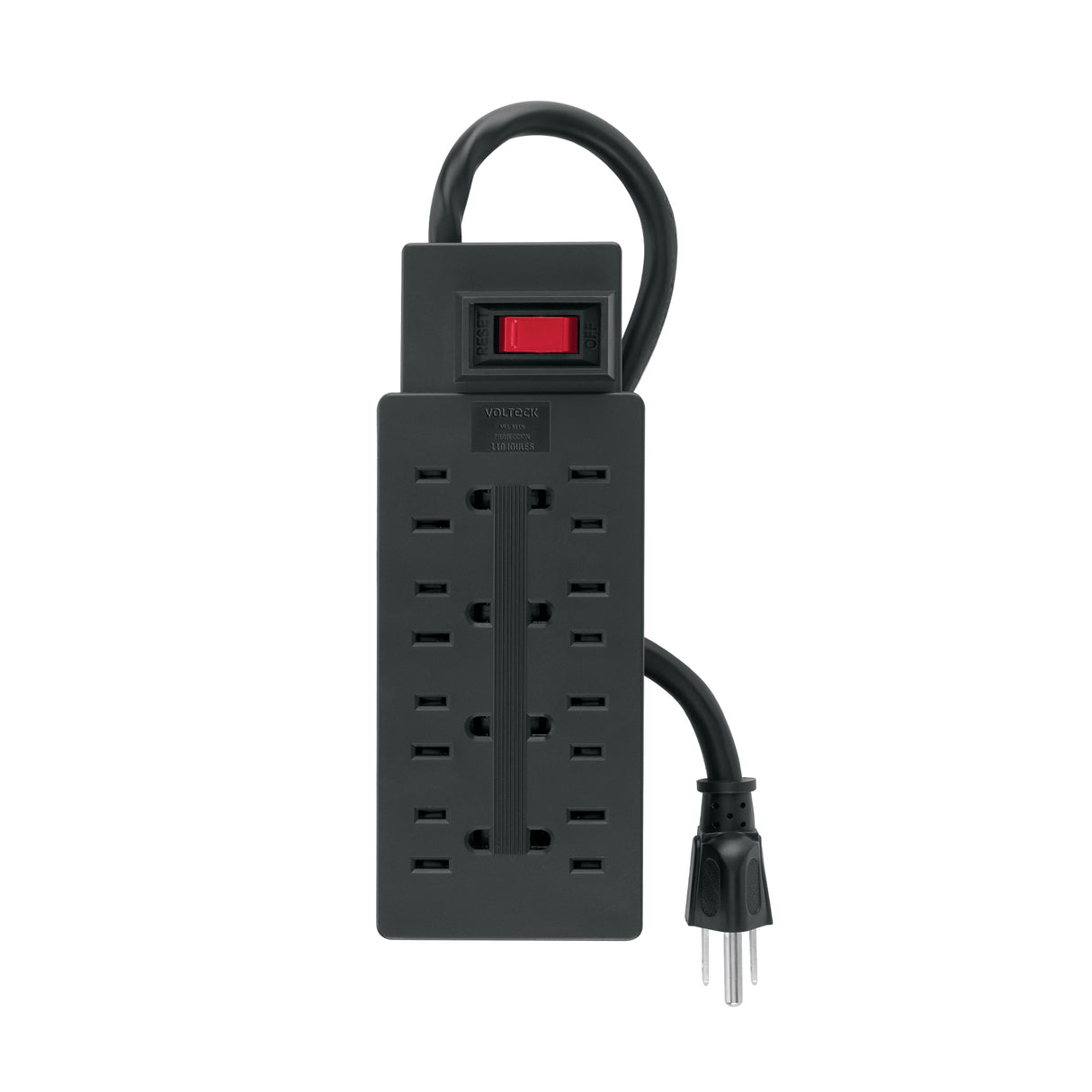 Multicontacto Uso Rudo 8 Entradas Sup. de Picos 460 J, Negro