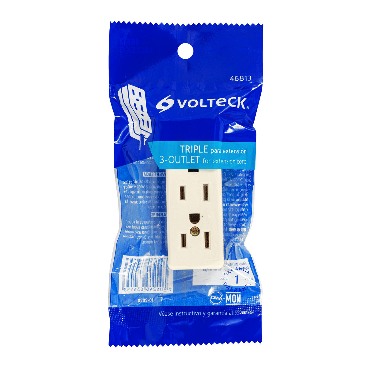 Multicontacto Triple para Extensión, 2 Polos + Tierra