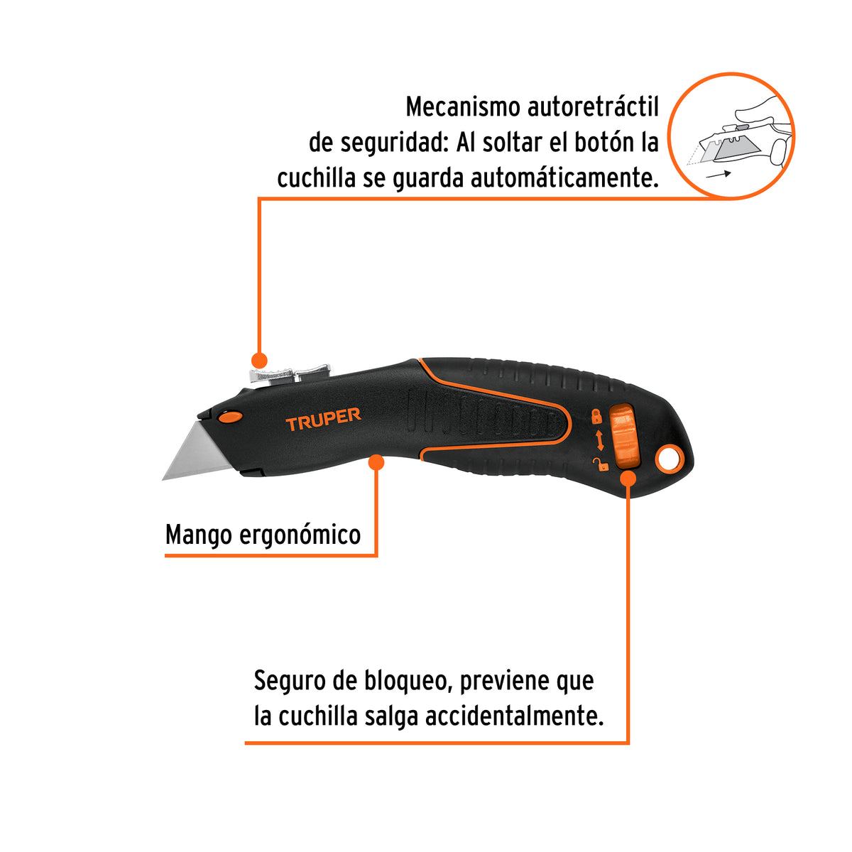 Navaja Auto-retráctil de Seguridad 7', Truper