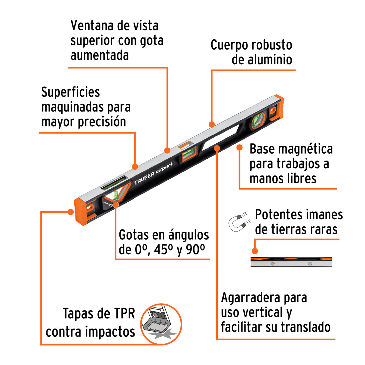 Nivel Profesional Magnético de 24', Protección Tpr, Expert