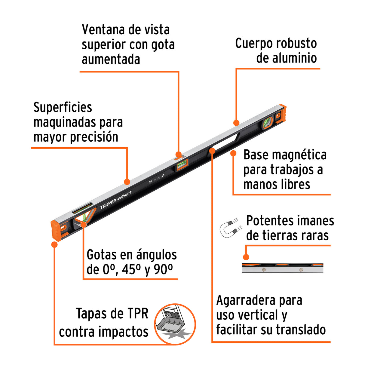 Nivel Profesional Magnético de 36', Protección Tpr, Expert