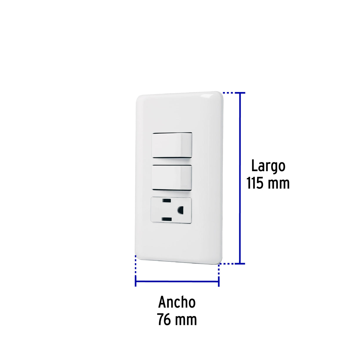 Placa Armada con Contacto y 2 Interruptores Sencillos, Basic