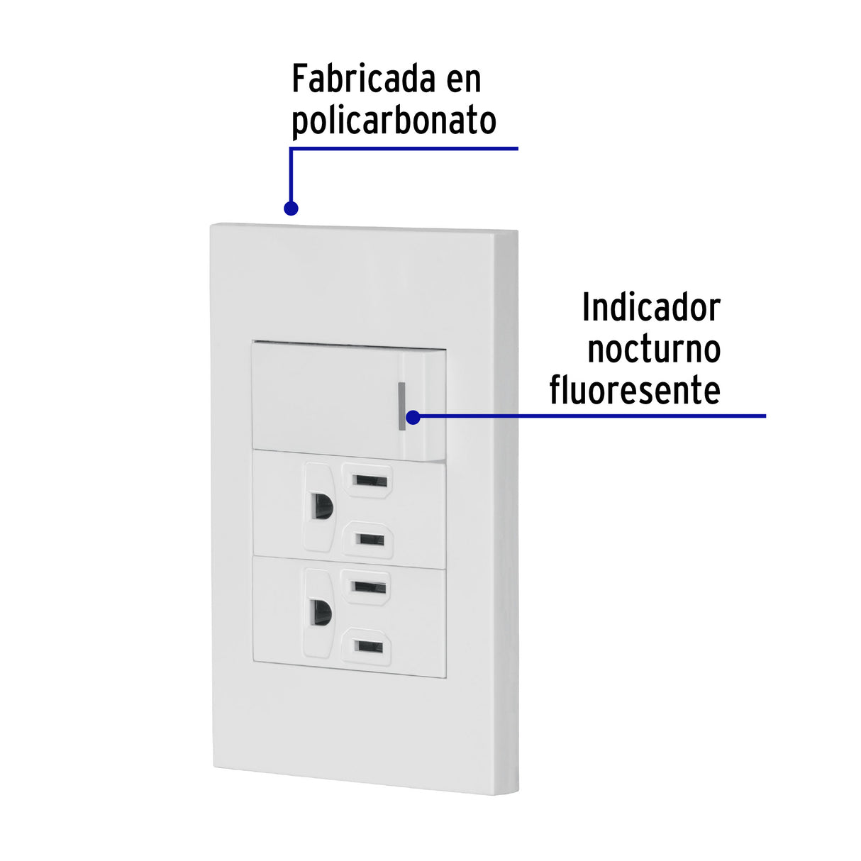Placa Armada 1 Interruptor, 2 Contactos, 1mod, Española, Blanco
