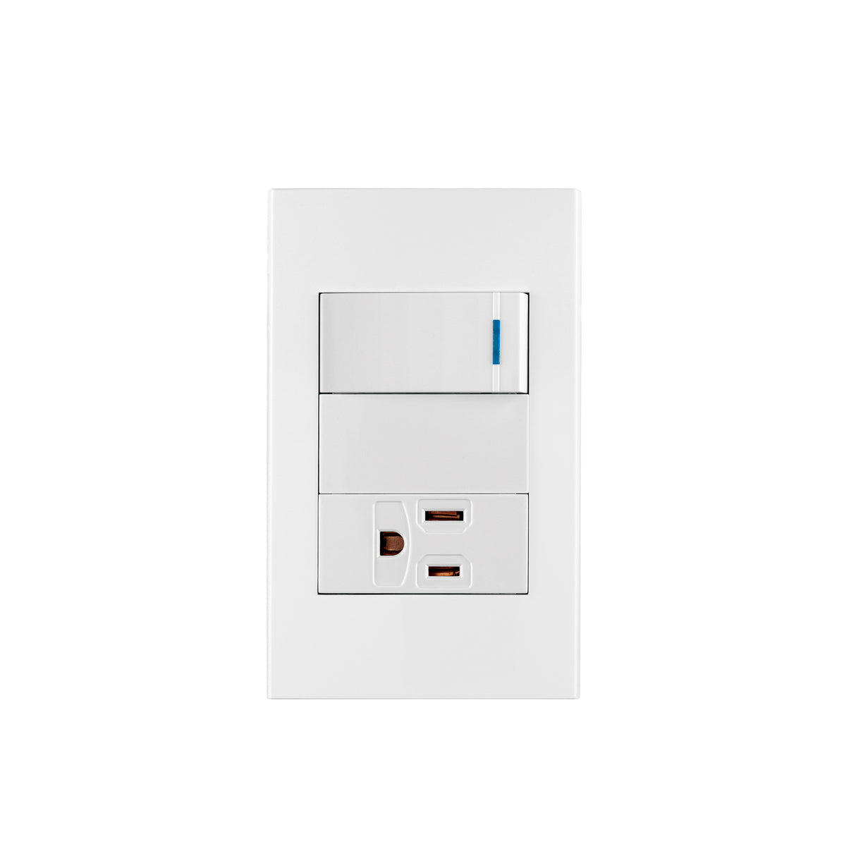 Placa Armada 1 Interruptor, 1 Contacto, 1mod, Española, Blanco